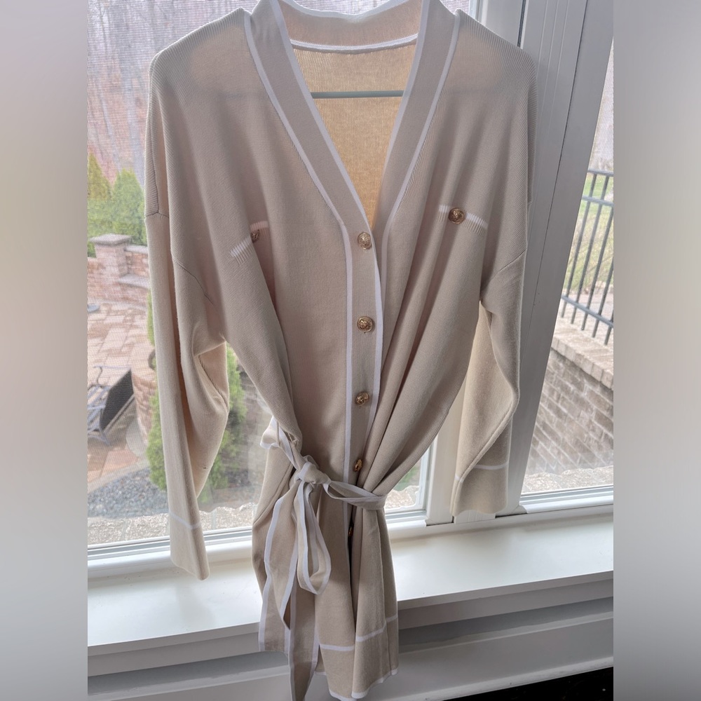 Cream and white sweater dress